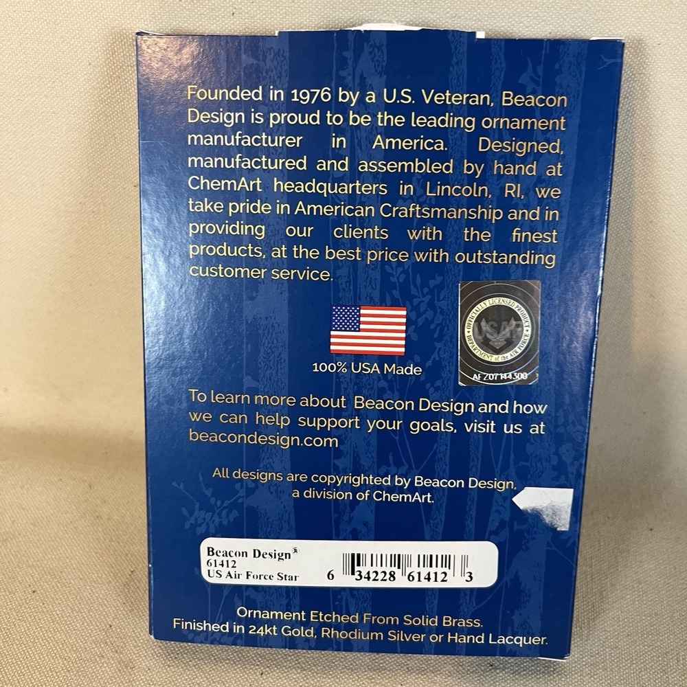 Beacon Design 61412 U.S. Air Force‎ Star Ornament 3" - Picture 6 of 8